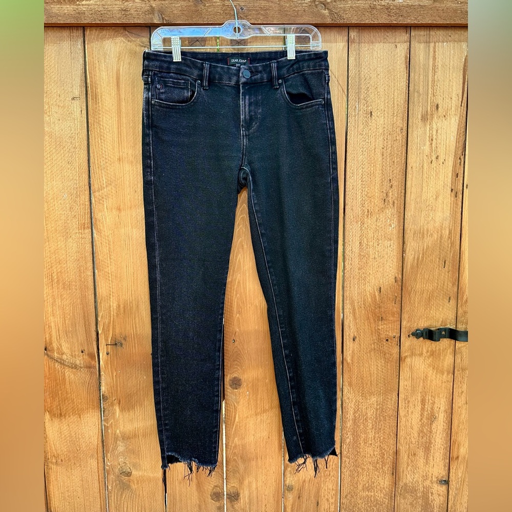 Dear John Joyrich Comfort Skinny Black  Distressed Jeans Size 27